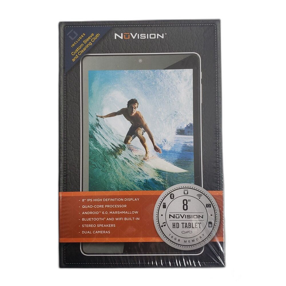 NuVision 8" HD Tablet Android Marshmallow Dual Camera WiFi Bluetooth New Sealed